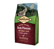 Сухой корм Carnilove Cat Hairball Control для вывода шерсти у кошек, утка и фазан, 2 кг