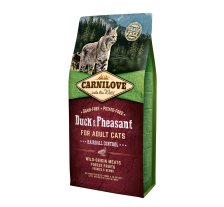 Сухой корм Carnilove Cat Hairball Control для вывода шерсти у кошек, утка и фазан, 6 кг