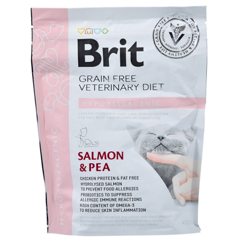 Сухий корм Brit GF VetDiet Cat Hypoallergenic для котів, з харчовою алергією та непереносимістю, з лососем та горохом, 400 г - фото 3