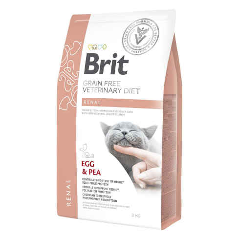 Сухой корм Brit GF VetDiet Cat Renal для кошек, при заболеваниях почек, с яйцом и горохом, 2 кг - фото 1