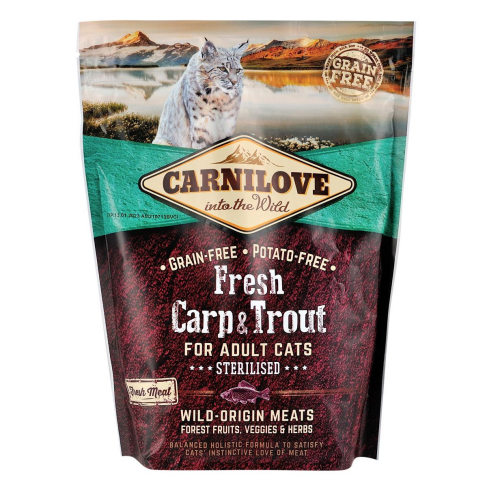 Сухой корм Carnilove Fresh Carp &amp; Trout для стерилизованных кошек, рыба, 400 г - фото 1