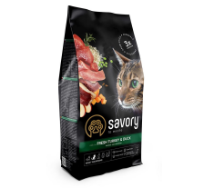 Сухой корм Savory для кошек гурманов, со свежей индейкой и уткой, 2 кг Сухой корм Savory для кошек гурманов, со свежей индейкой и уткой, 2 кг