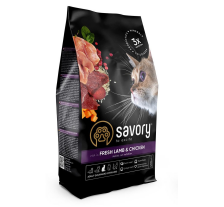 Сухой корм Savory для стерилизованных кошек, со свежим ягненком и курицей, 400 г Сухой корм Savory для стерилизованных кошек, со свежим ягненком и курицей, 400 г