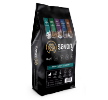 Сухой корм Savory для котят всех пород, со свежей индейкой и курицей, 8 кг Сухой корм Savory для котят всех пород, со свежей индейкой и курицей, 8 кг