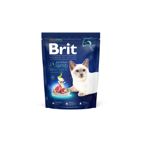 Сухой корм Brit Premium Cat by Nature Sensitive для кошек с чувствительным пищеварением, с ягненком, 300 г - фото 1