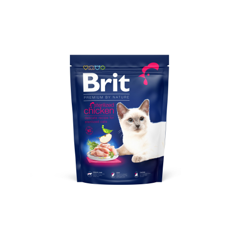 Сухой корм Brit Premium Cat by Nature Sterilised для стерилизованных кошек, с курицей, 300 г - фото 1