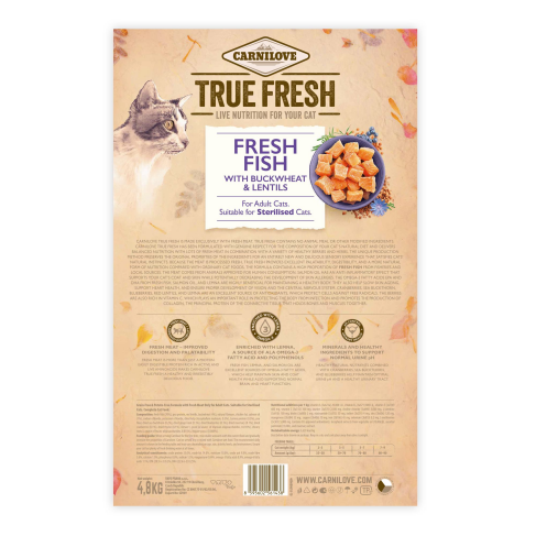 Сухой корм Carnilove True Fresh Cat для взрослых кошек, с рыбой, 4,8 кг - фото 3