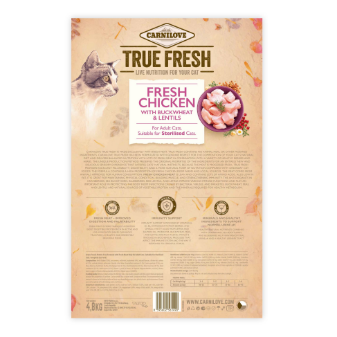 Сухой корм Carnilove True Fresh Cat для взрослых кошек, с курицей, 4,8 кг - фото 3