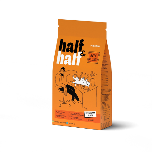 Сухий корм Half&amp;Half для стерилізованих котів, з яловичиною, 2 кг - фото 1