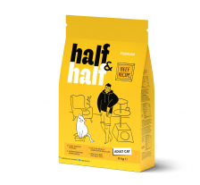 Сухой корм Half&Half для взрослых кошек, с говядиной, 8 кг