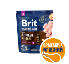 Сухой корм Brit Premium Dog Adult S для взрослых собак малых пород, с курицей, 1 кг Сухой корм Brit Premium Dog Adult S для взрослых собак малых пород, с курицей, 1 кг