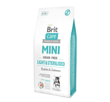 Сухой корм Brit Care GF Mini Light & Sterilised для взрослых собак мелких пород с лишним или стерилизованным весом, с кроликом и лососем, 7 кг Сухой корм Brit Care GF Mini Light & Sterilised для взрослых собак мелких пород с лишним или стерилизованным весом, с кроликом и лососем, 7 кг