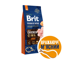 Сухой корм Brit Premium Dog Sport для собак с высокими энергозатратами, с курицей, 15 кг Сухой корм Brit Premium Dog Sport для собак с высокими энергозатратами, с курицей, 15 кг