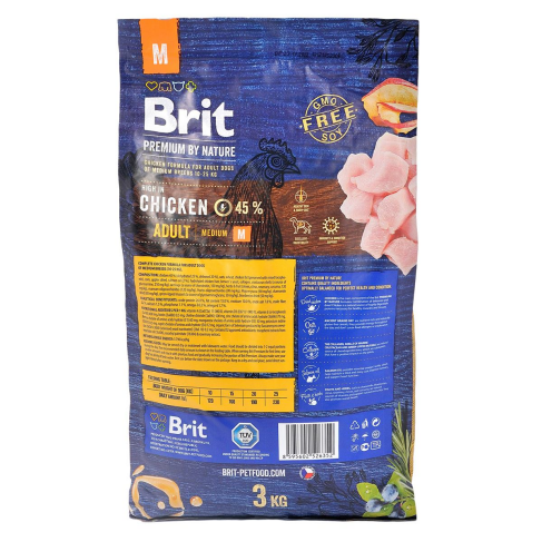 Сухий корм Brit Premium Dog Adult M для дорослих собак середніх порід, з куркою, 3 кг - фото 3
