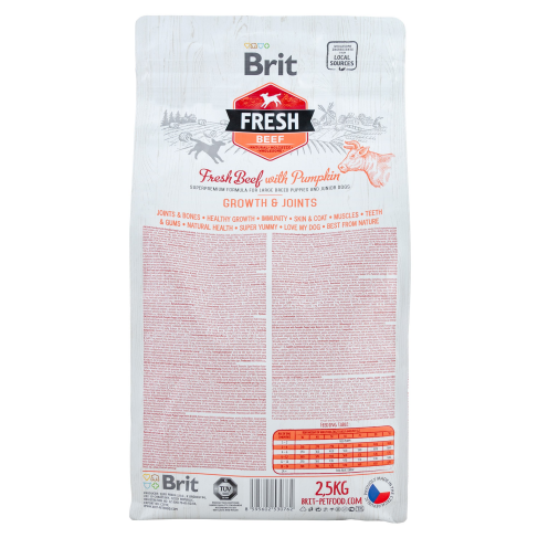 Сухой корм Brit Fresh для щенков и молодых собак больших пород, с говядиной и тыквой, 2,5 кг - фото 3