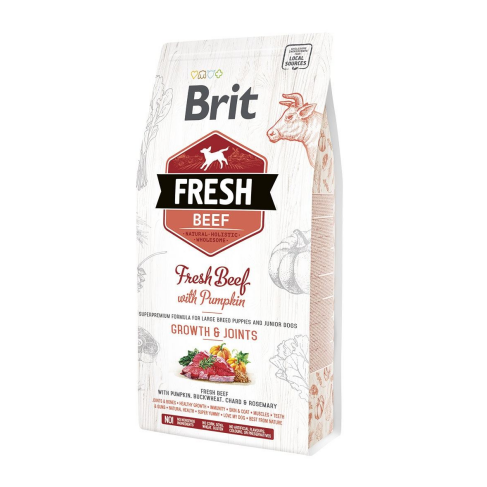 Сухой корм Brit Fresh для щенков и молодых собак больших пород, с говядиной и тыквой, 2,5 кг - фото 1