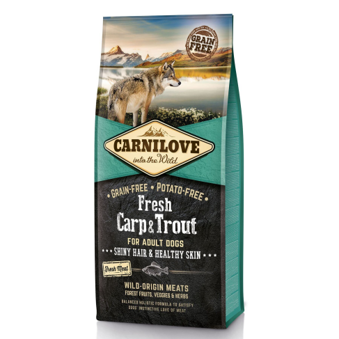 Сухой корм Carnilove Fresh Carp &amp; Trout для взрослых собак всех пород, рыба, 12 кг - фото 1