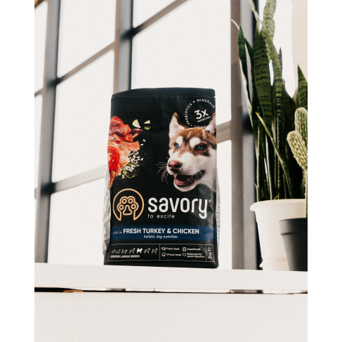 Сухой корм Savory для юниоров больших пород, со свежей индейкой и курицей, 3 кг - фото 4