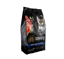 Сухой корм Savory для юниоров больших пород, со свежей индейкой и курицей, 3 кг Сухой корм Savory для юниоров больших пород, со свежей индейкой и курицей, 3 кг