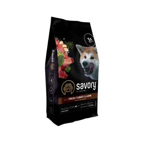 Сухой корм Savory Large для собак больших пород, со свежим ягненком и индейкой, 12 кг - фото 1