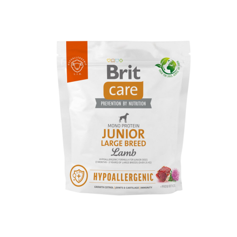 Сухой корм Brit Care Dog Hypoallergenic Junior Large Breed для молодых собак больших пород, гипоаллергенный с ягненком, 1 кг - фото 1