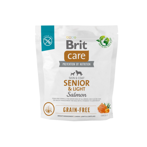 Сухой корм Brit Care Dog Grain-free Senior &amp; Light для стареющих собак, беззерновой с лососем, 1 кг - фото 1