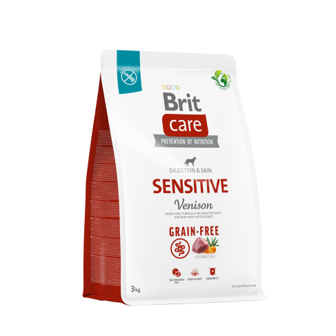 Сухой корм Brit Care Dog Grain-free Sensitive для собак с чувствительным пищеварением, беззерновой с олениной, 3 кг - фото 1