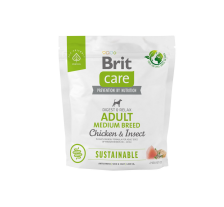 Сухой корм Brit Care Dog Sustainable Adult Medium Breed для собак средних пород, с курицей и насекомыми, 1 кг Сухой корм Brit Care Dog Sustainable Adult Medium Breed для собак средних пород, с курицей и насекомыми, 1 кг
