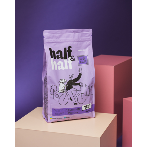 Сухий корм Half&amp;Half для дорослих собак середніх порід, із яловичиною, 2 кг - фото 4