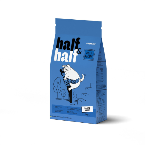 Сухий корм Half&amp;Half для дорослих собак великих порід, із яловичиною, 2 кг - фото 1