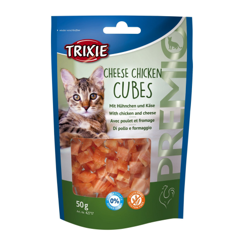 Лакомство Trixie Premio Cheese Chicken Cubes для кошек кубики с курицей и сыром 50 г - фото 1