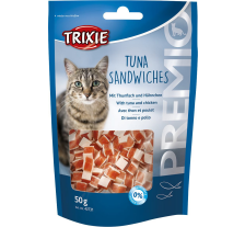 Лакомство Trixie Premio Tuna Sandwiches для кошек кубики с тунцем и курицей 50 г Лакомство Trixie Premio Tuna Sandwiches для кошек кубики с тунцем и курицей 50 г