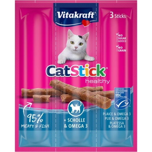 М&#039;ясні палички Vitakraft для котів, камбала та Омега-3, 3 шт - фото 1