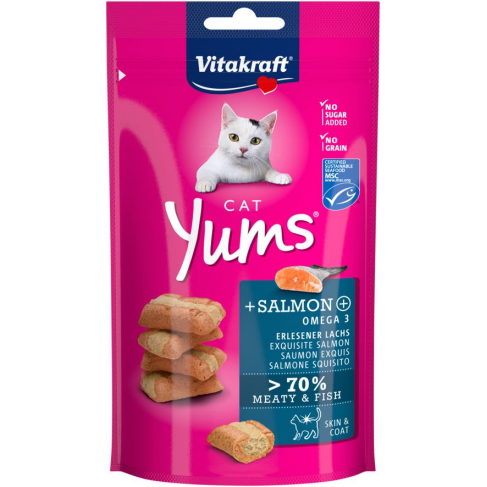 Подушечки Vitakraft Yums для кошек, лосось и Омега 3, 40 г - фото 1