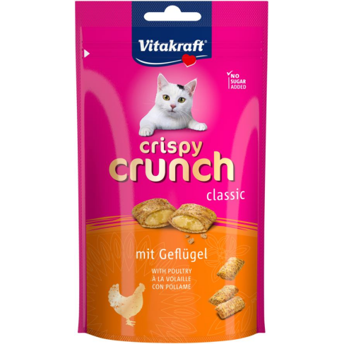 Хрустящие подушечки Vitakraft Crispy Crunch для кошек, с мясом птиц, 60 г - фото 1