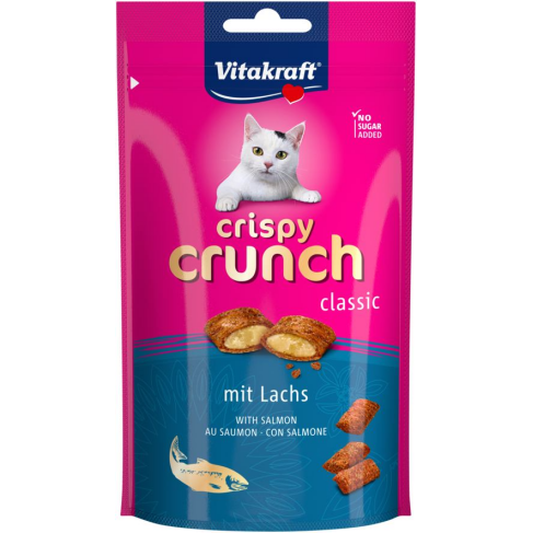 Подушечки Vitakraft Crispy Crunch для кошек, с лососем, 60 г - фото 1