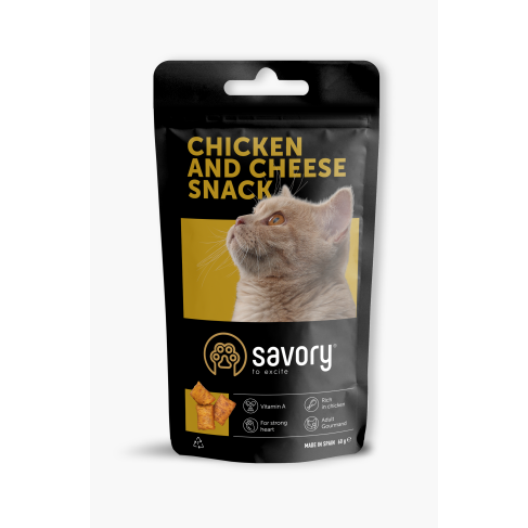 Хрустящие лакомства Savory Snack Подушечки для прихотливых кошек, с курицей и сыром, 60 г - фото 1