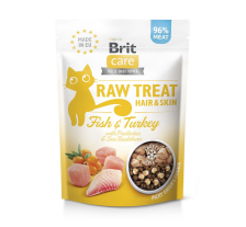 Лакомства для кошек Brit Raw Treat Hair & Skin Freeze-dried с рыбой и индейкой, 40 г Лакомства для кошек Brit Raw Treat Hair & Skin Freeze-dried с рыбой и индейкой, 40 г