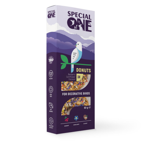 Пончики Speciаl One &laquo;Барбарис, волошка, кокос&raquo; для декоративних птахів, 60 г - фото 1