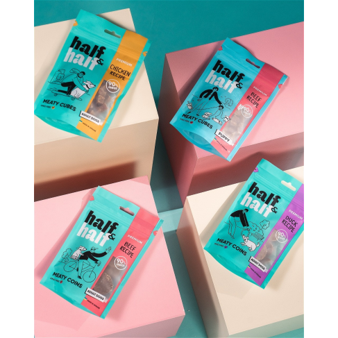 Ласощі для цуценят Half&amp;Half у формі м&#039;ясних кубиків з яловичиною, 100 г - фото 4