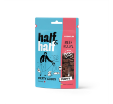 Лакомства для щенков Half&Half в форме мясных кубиков с говядиной, 100 г Лакомства для щенков Half&Half в форме мясных кубиков с говядиной, 100 г