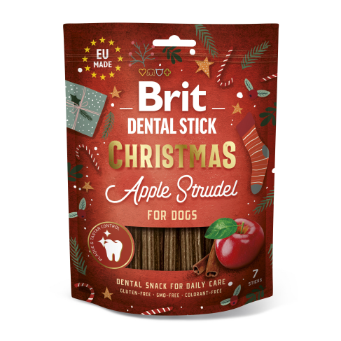 Ласощі для собак Brit Dental Stick Christmas Apple Strudel різдвяний яблучний штрудель 7 шт 251 г - фото 1