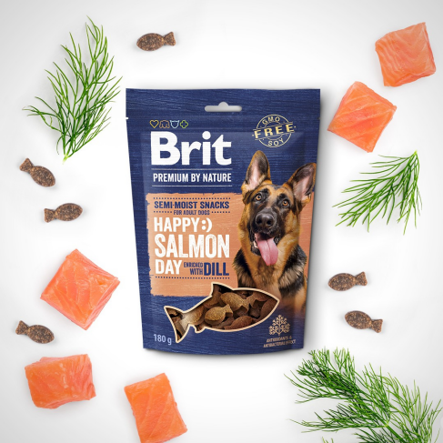 Ласощі для cобак Brit Premium Semi-moist Snacks Salmon with Dill напіввологі з лососем і кропом 180 г - фото 3 Ласощі для cобак Brit Premium Semi-moist Snacks Salmon with Dill напіввологі з лососем і кропом 180 г - фото 3