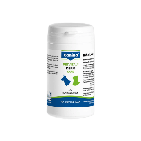 Витамины Canina PetVital Dеrm-Caps для собак и кошек, для проблемной шерсти, 40 г (100 табл) - фото 1