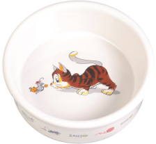 Миска Trixie для кошек рисунок с котом и мышкой керамическая 12 см 200 мл Миска Trixie для кошек рисунок с котом и мышкой керамическая 12 см 200 мл
