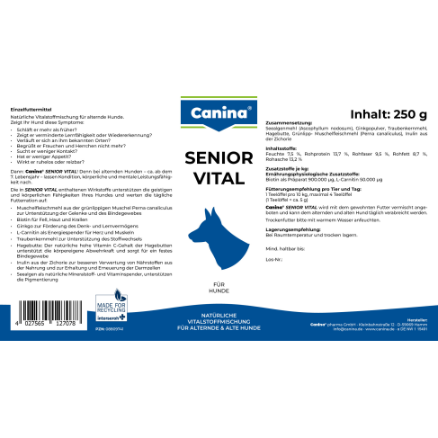 Вітаміни Canina Senior Vital для собак похилого віку, старше 7 років, 250 г - фото 2