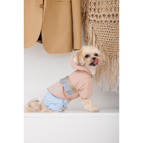 Дощовик Pet Fashion Tina для дівчаток розмір S2 бежевий/блакитний - фото 4