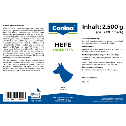 Вітаміни Canina Hefe для собак, дріжджові таблетки з ензимами, 2500 г (3100 табл) - фото 2