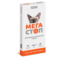 Капли на холку ProVET «Мега Стоп» для кошек до 4 кг, 4 пипетки (от внешних и внутренних паразитов) Капли на холку ProVET «Мега Стоп» для кошек до 4 кг, 4 пипетки (от внешних и внутренних паразитов)