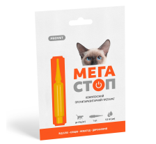 Капли ProVET «Мега Стоп» для кошек до 4 кг, 1 пипетка (от внешних и внутренних паразитов) Капли ProVET «Мега Стоп» для кошек до 4 кг, 1 пипетка (от внешних и внутренних паразитов)